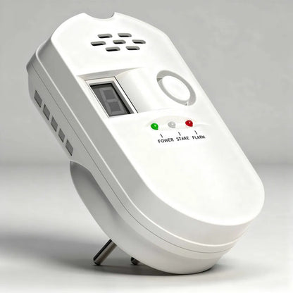 Detector Sensor Gas Enchufable Alarma Sonora Display Lcd Blanco