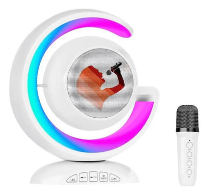 Parlante Karaoke Bluetooth Led Rgb Recargable Tf Usb Fm 3.5 Blanco
