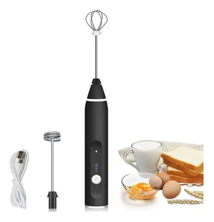 Batidor Y Espumador Portatil 3 Velocidades Recargable Usb Negro