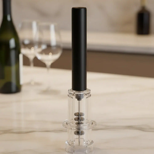 Sacacorchos Vino Neumático Bomba Aire 19cm Abridor Presión Negro