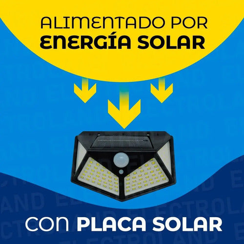 Set X4 Aplique Solar Pared Foco Led Sensor De Movimiento Negro