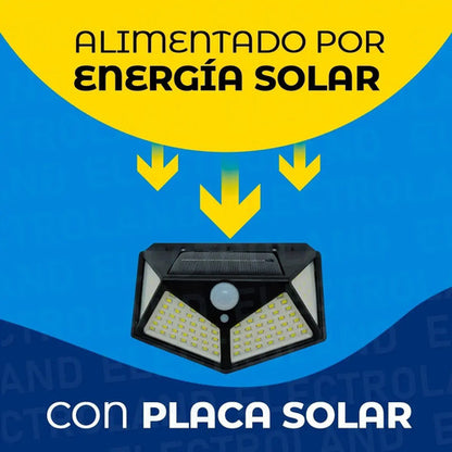 Set X6 Aplique Solar Pared Foco Led Sensor De Movimiento Negro