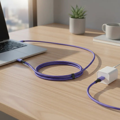 Cable Usb Tipo C A Tipo C Reforzado Carga Y Datos 1m Nylon Azul