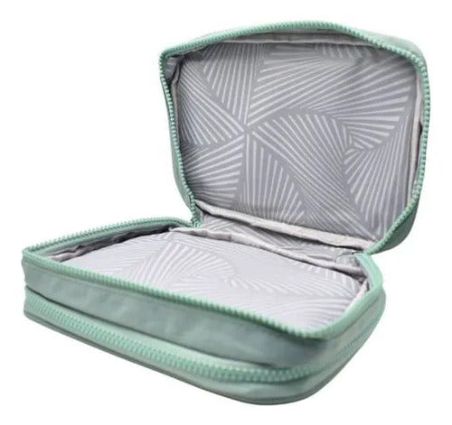 Neceser Maquillaje 2 Niveles Organizador Bolso Estuche 23cm Verde