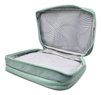 Neceser Maquillaje 2 Niveles Organizador Bolso Estuche 23cm Verde