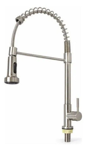 Canilla Grifo Cocina Monocomando Flexible Extensible Acero Plateado