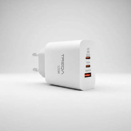 Cargador Usb Tipo C X2 Carga Rápida Supervooc Auto Id Usb A Blanco