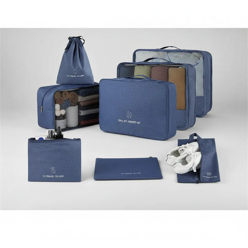 Set Pack Organizadores Viaje 7 Piezas Valija Ropa Bolsas Azul