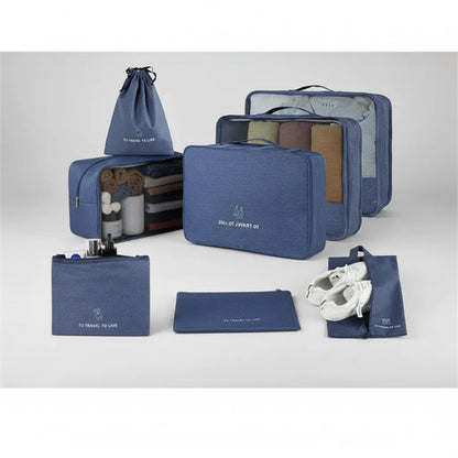 Set Pack Organizadores Viaje 7 Piezas Valija Ropa Bolsas Azul