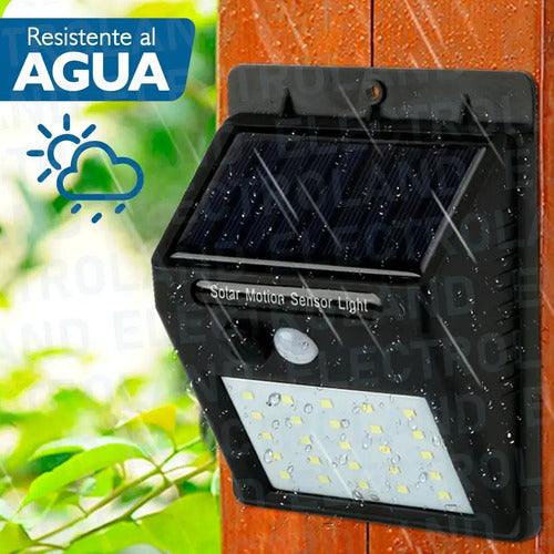 Set X6 Aplique Solar Pared Foco Led Sensor De Movimiento Negro