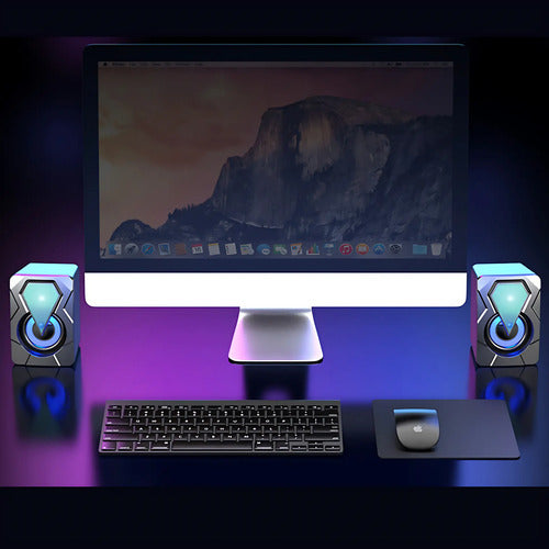Parlante Para Pc Con Luz Rgb Gamer Portatil Negro