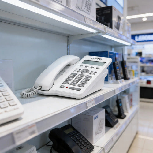 Telefono Fijo Pantalla Manos Libres Identificador Llamada Blanco