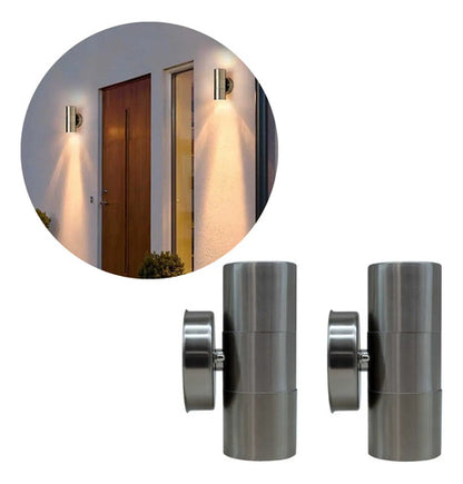 Set X2 Aplique Pared Exterior Luminaria Foco Bidireccional